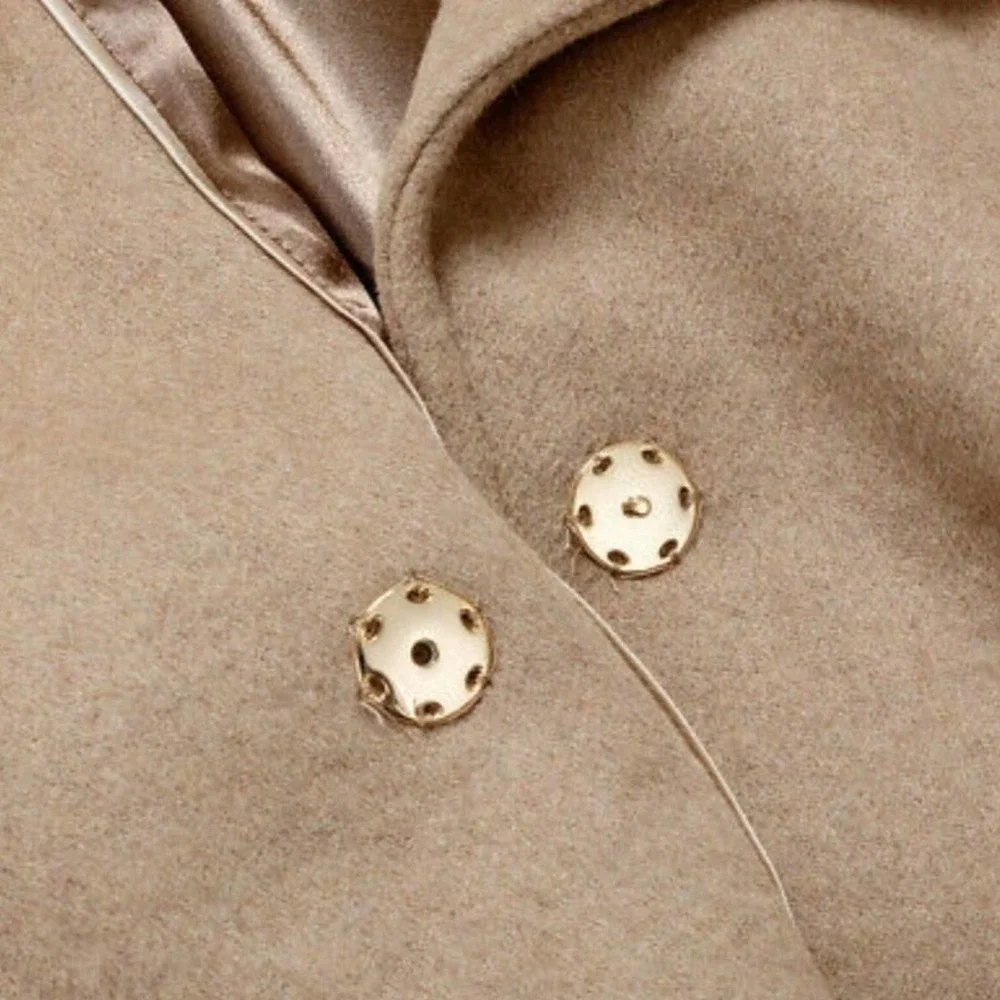 Calvin‎ Klein Notched Collar Wrap Coat In wheat angora blend size 8